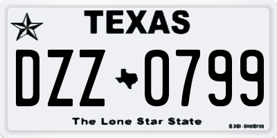 TX license plate DZZ0799