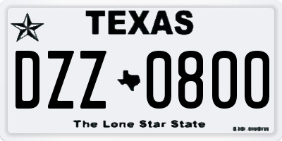 TX license plate DZZ0800