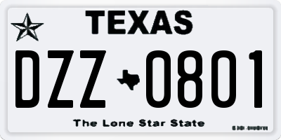 TX license plate DZZ0801