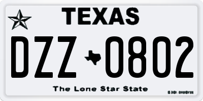 TX license plate DZZ0802