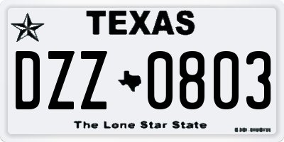 TX license plate DZZ0803