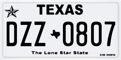 TX license plate DZZ0807