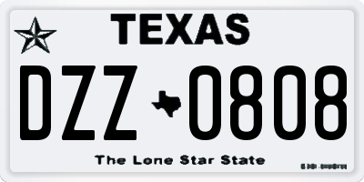 TX license plate DZZ0808