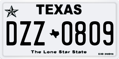 TX license plate DZZ0809