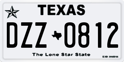 TX license plate DZZ0812