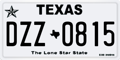 TX license plate DZZ0815