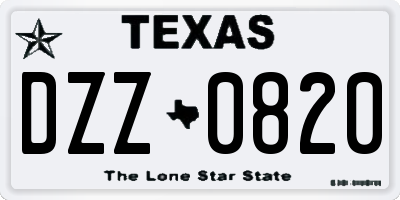 TX license plate DZZ0820