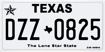 TX license plate DZZ0825