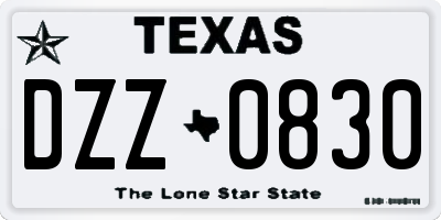 TX license plate DZZ0830