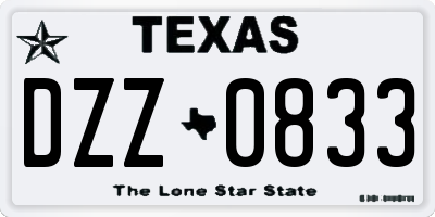 TX license plate DZZ0833