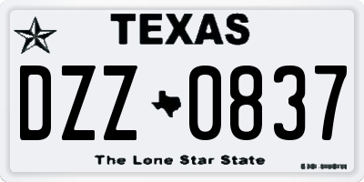 TX license plate DZZ0837