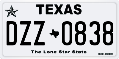 TX license plate DZZ0838