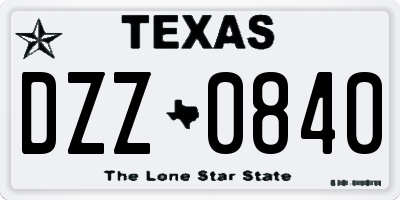 TX license plate DZZ0840