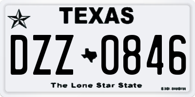 TX license plate DZZ0846