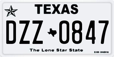 TX license plate DZZ0847