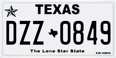 TX license plate DZZ0849