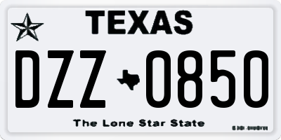 TX license plate DZZ0850