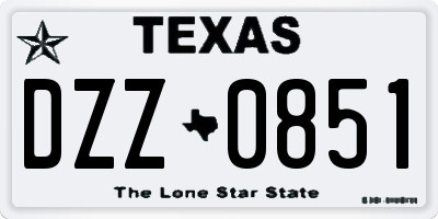 TX license plate DZZ0851