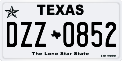 TX license plate DZZ0852