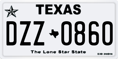 TX license plate DZZ0860