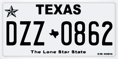 TX license plate DZZ0862