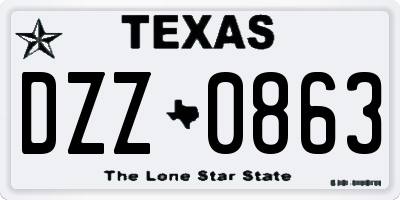 TX license plate DZZ0863