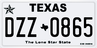 TX license plate DZZ0865