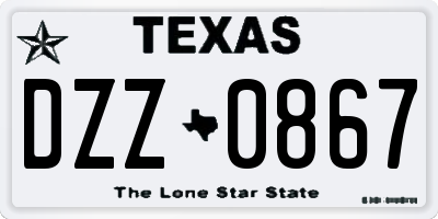 TX license plate DZZ0867