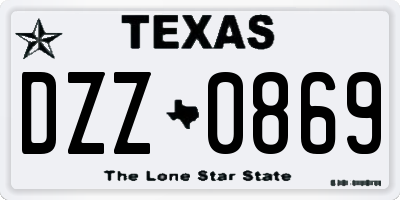 TX license plate DZZ0869