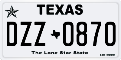 TX license plate DZZ0870