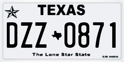 TX license plate DZZ0871