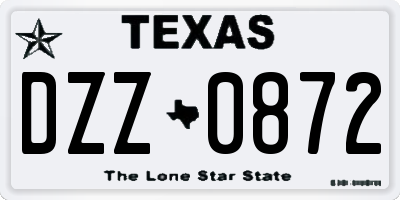 TX license plate DZZ0872