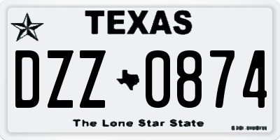 TX license plate DZZ0874