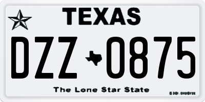 TX license plate DZZ0875