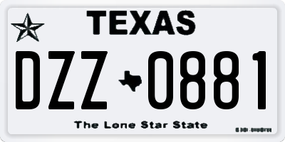 TX license plate DZZ0881