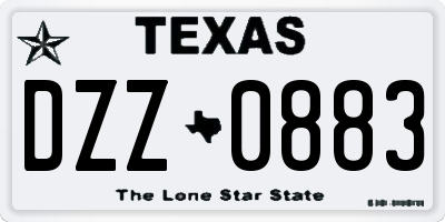 TX license plate DZZ0883