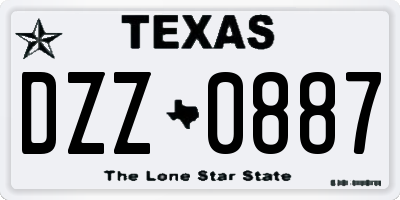 TX license plate DZZ0887