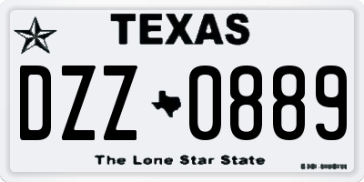 TX license plate DZZ0889