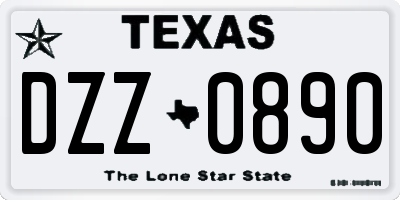 TX license plate DZZ0890