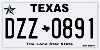 TX license plate DZZ0891