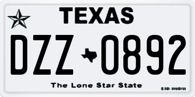 TX license plate DZZ0892