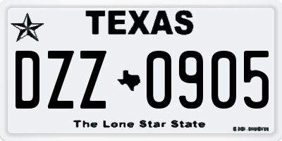 TX license plate DZZ0905