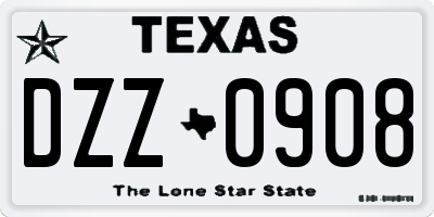 TX license plate DZZ0908