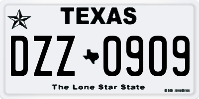 TX license plate DZZ0909