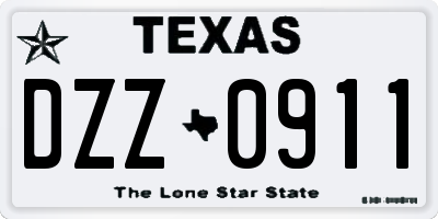 TX license plate DZZ0911