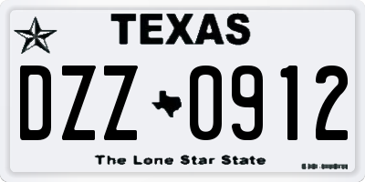 TX license plate DZZ0912