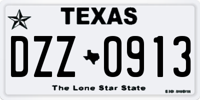 TX license plate DZZ0913