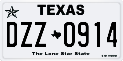 TX license plate DZZ0914