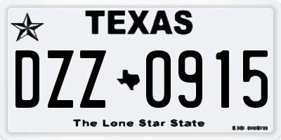 TX license plate DZZ0915