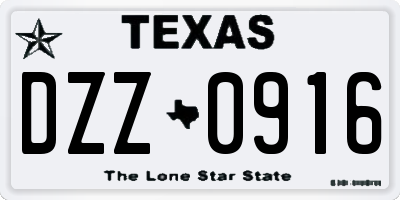 TX license plate DZZ0916